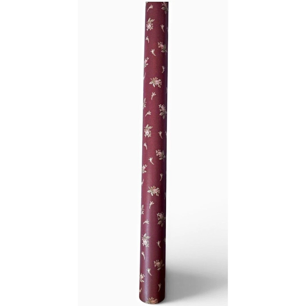 Vintage 1970s Floral Wallpaper Burgundy Wine Red Gold Botanical 750-672 Roll